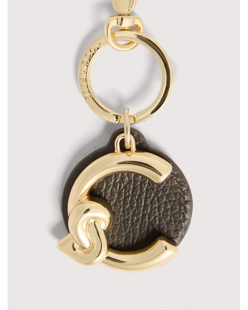 Coccinelle White Leather And Metal Key Ring C-Me