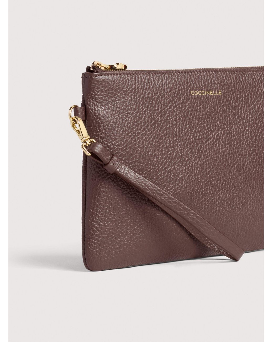 Coccinelle Brown Grained Leather Pouch C-Me Softy Medium