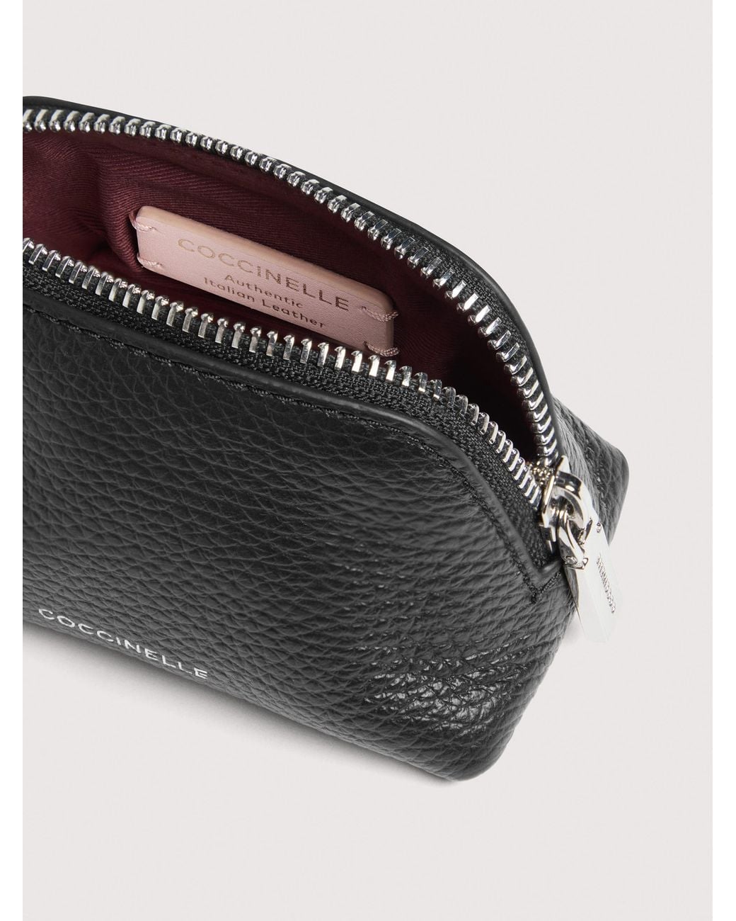 Coccinelle Black Grained Leather Make-Up Bag Helga Mini