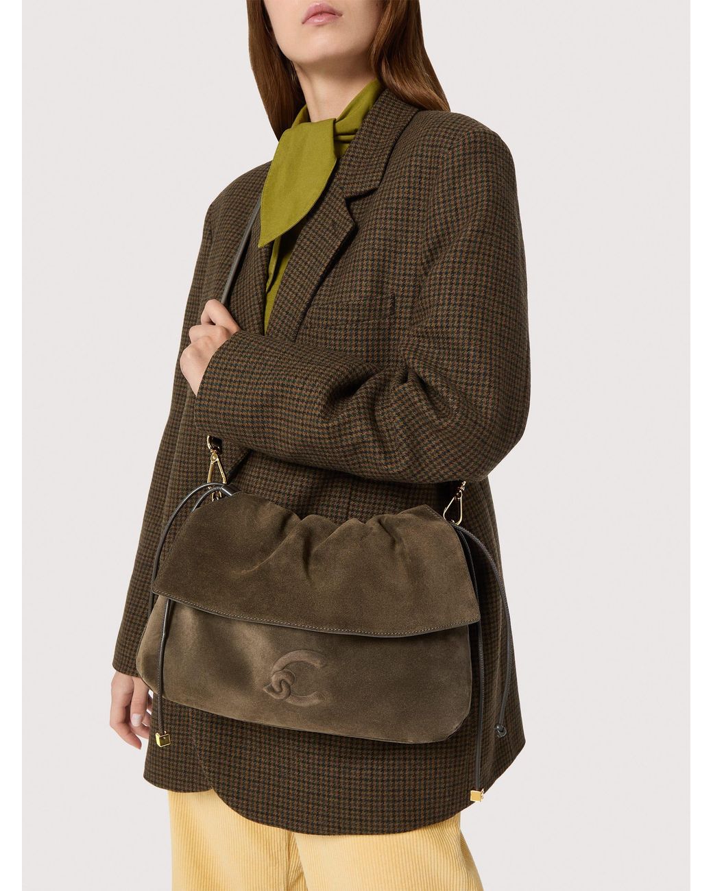 Coccinelle Brown Suede Shoulder Bag Lidia Small