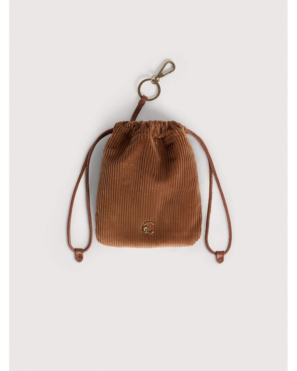 Coccinelle Brown Corduroy Fabric Key Ring Pouch C-Me Pouch