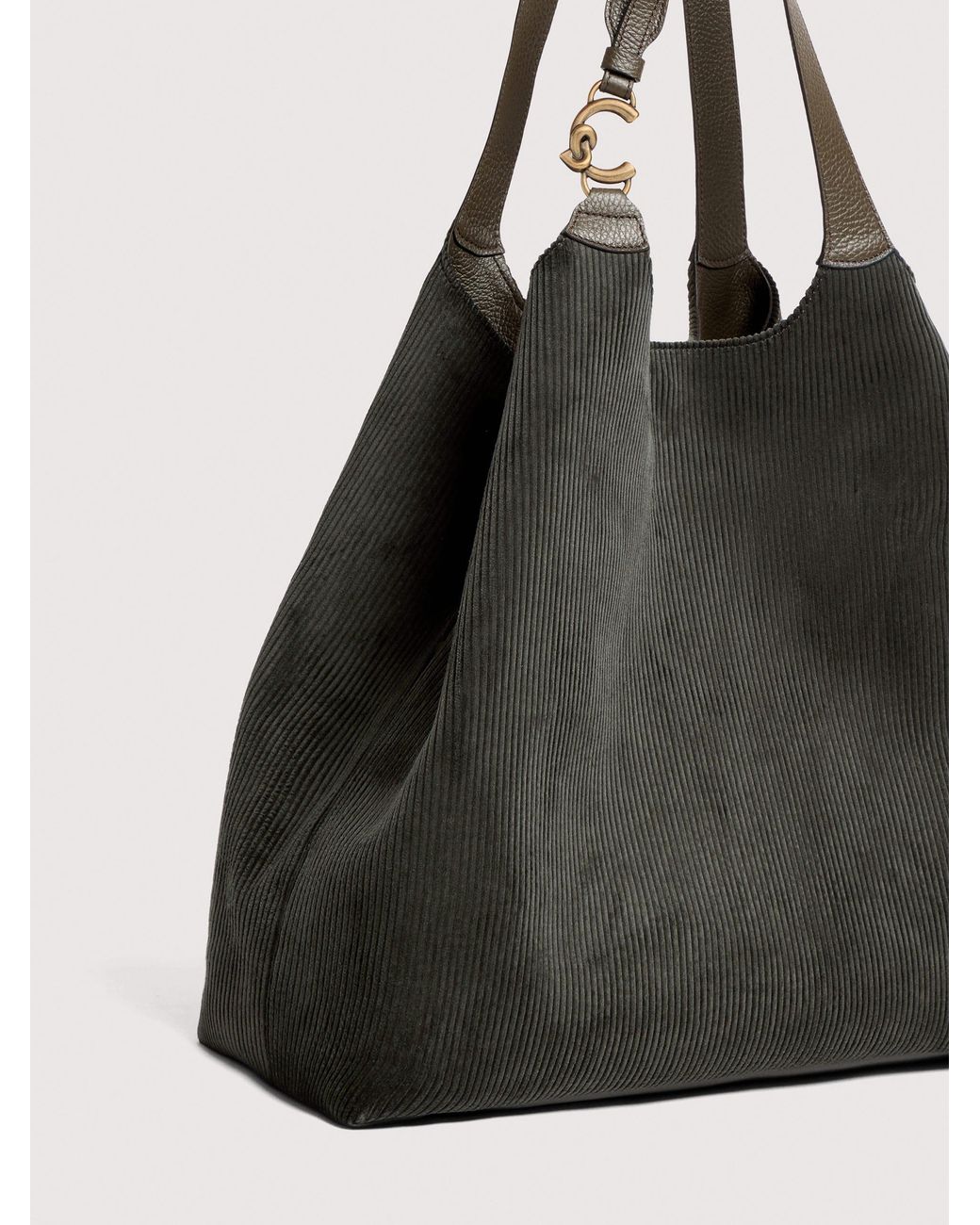Coccinelle Black Corduroy Fabric Tote Bag C-Easy Large