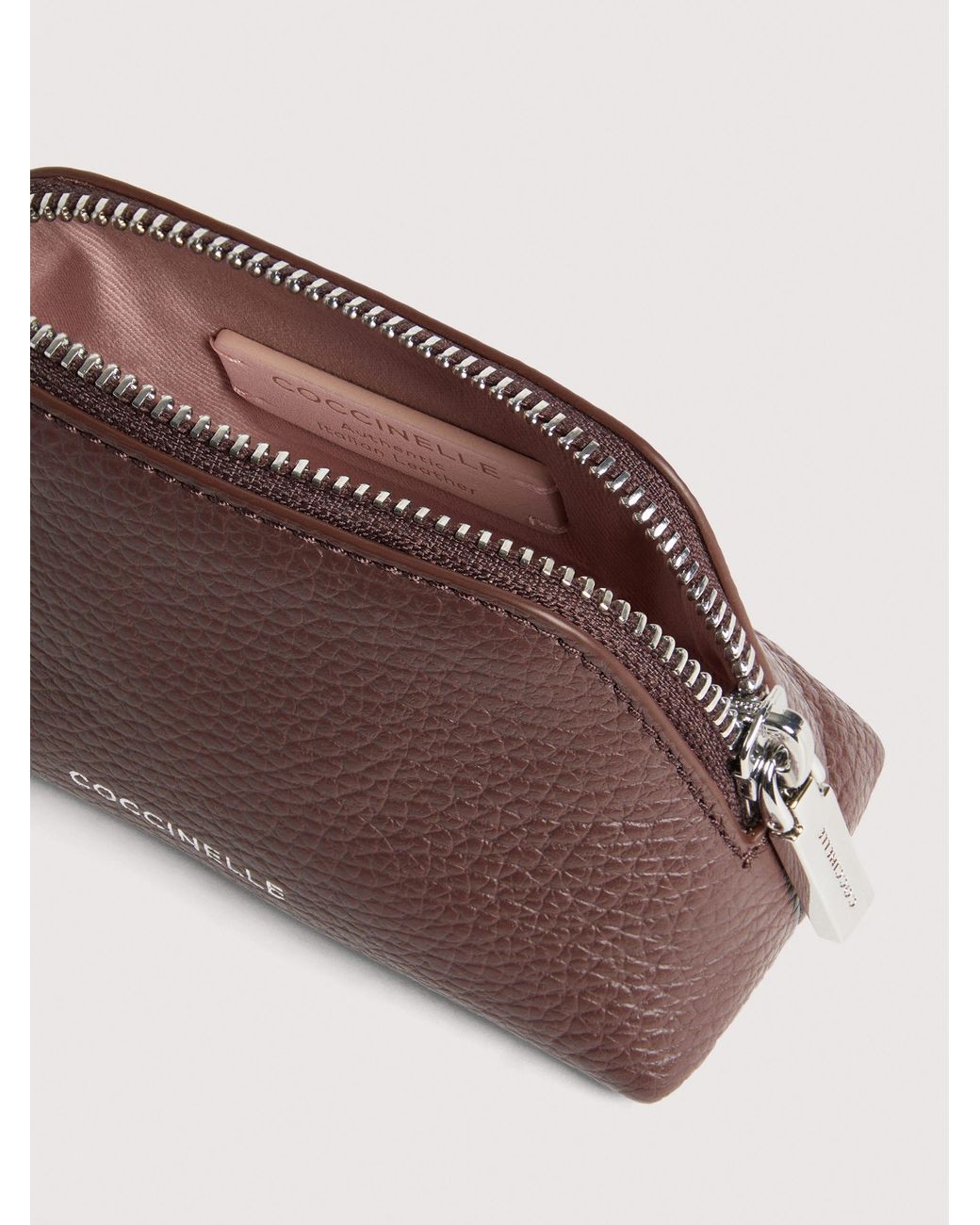Coccinelle Pink Grained Leather Make-Up Bag Helga Mini