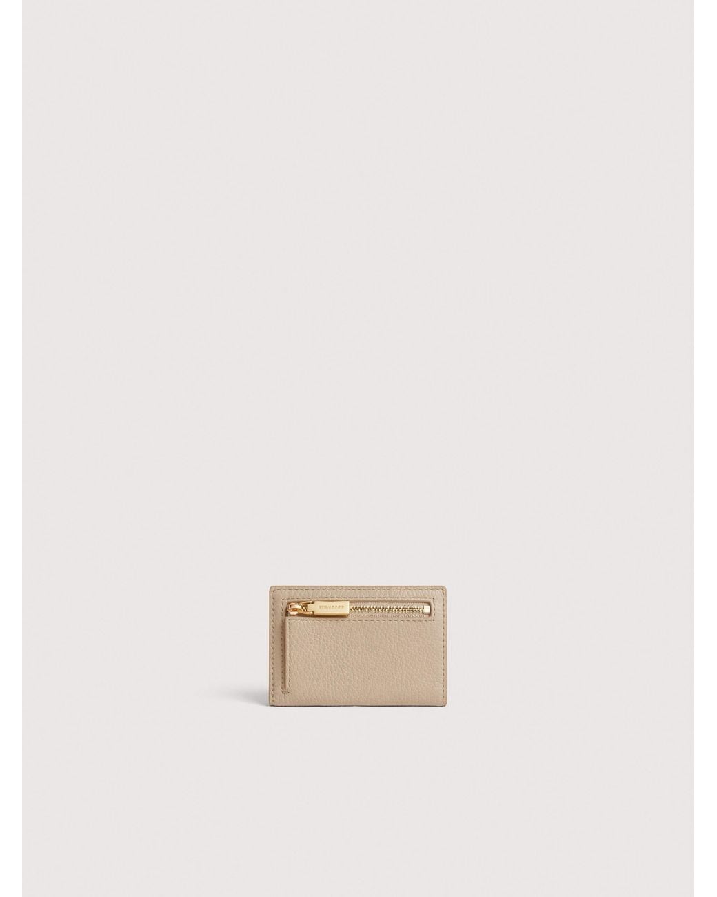 Coccinelle Natural Grained Leather Card Holder Metallic Small