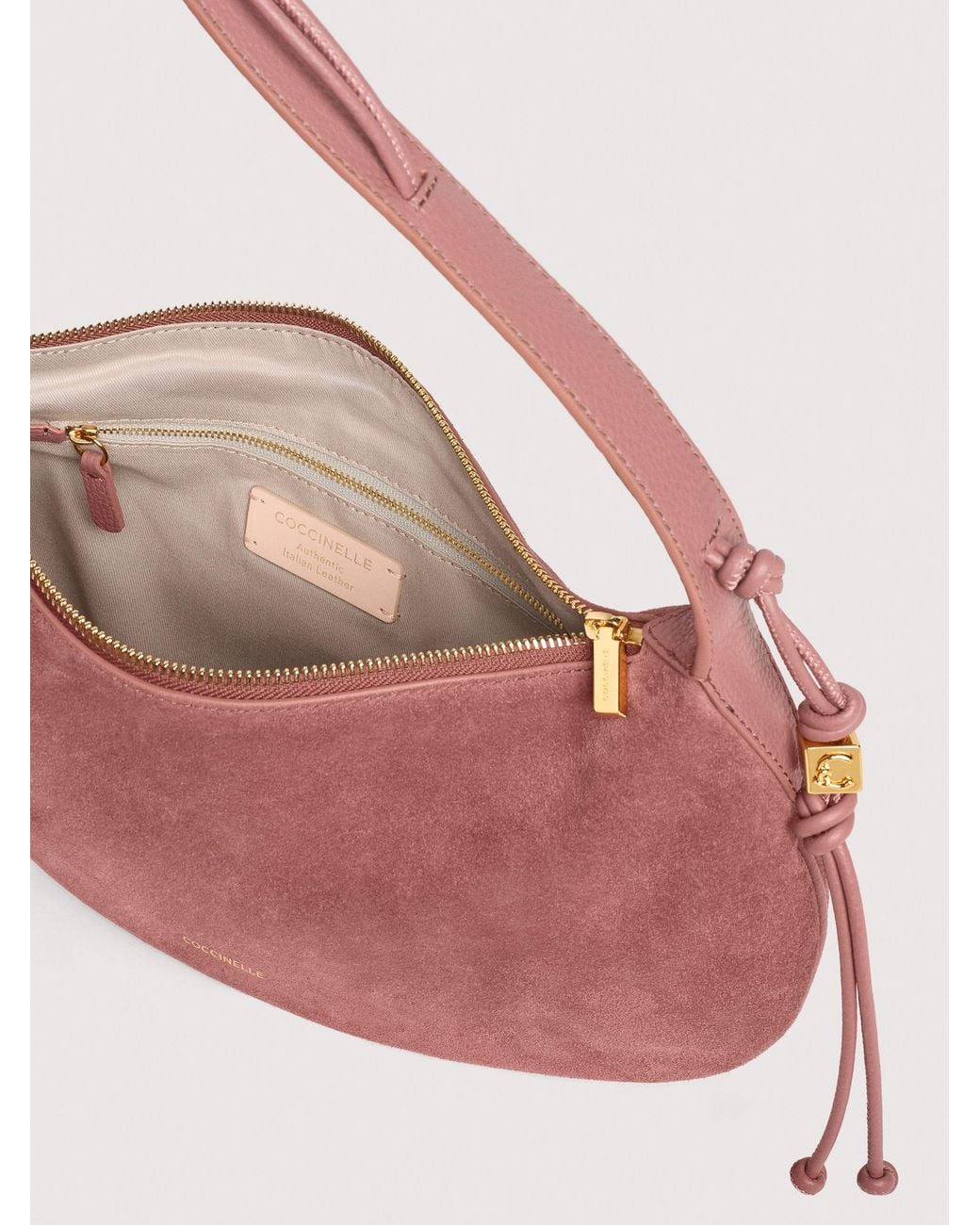 Coccinelle Pink Suede Shoulder Bag Thess Medium