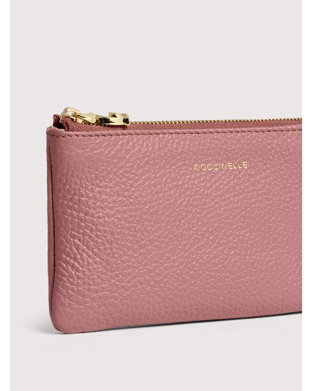 Coccinelle Pink Grained Leather Pouch C-Me Softy Small