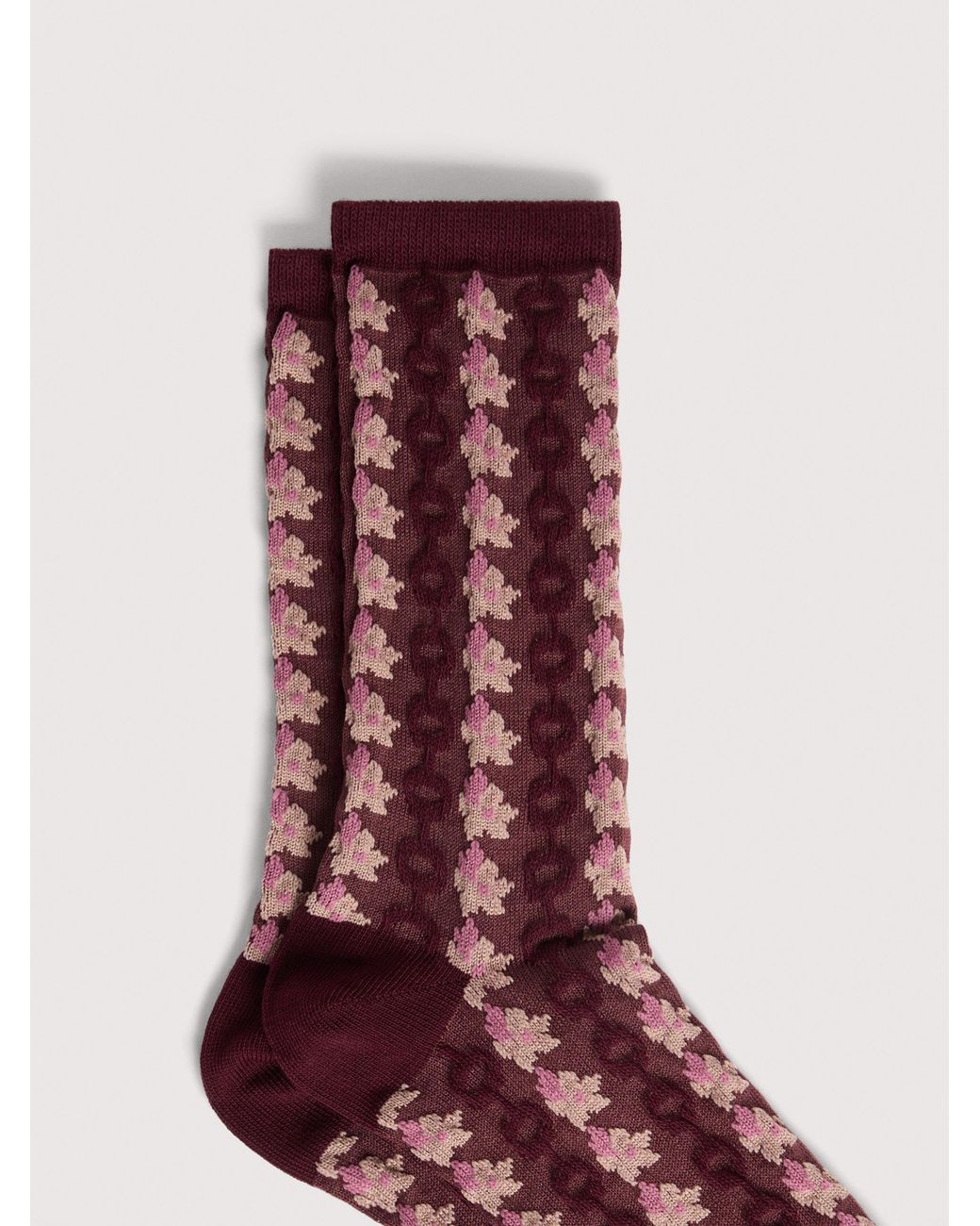 Coccinelle Pink Cotton-Blend Socks Floral 3D