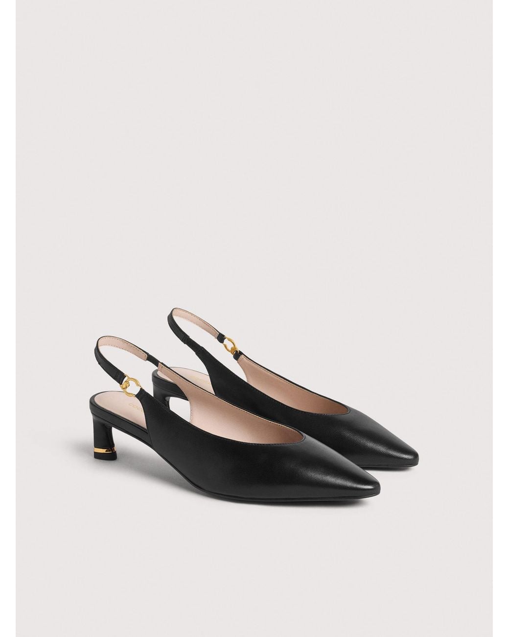 Coccinelle Black Smooth Leather Slingbacks C-Look