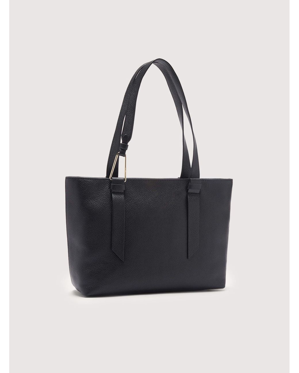 Coccinelle Black Grained Leather Tote Bag Malory Medium