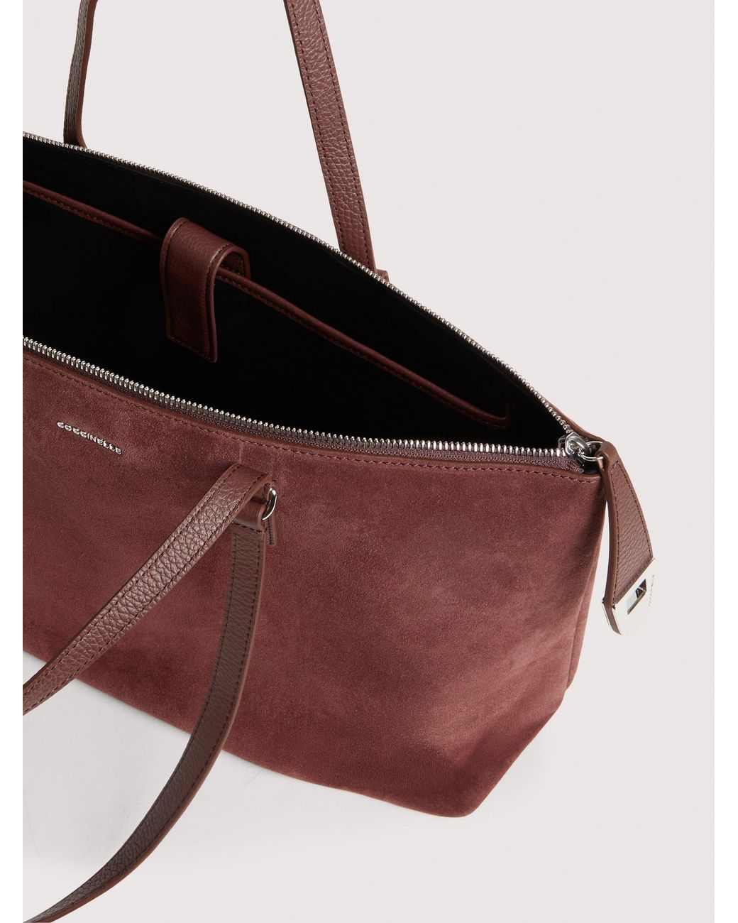 Coccinelle Red Suede Handbag Smart To Go Beat Generation Large