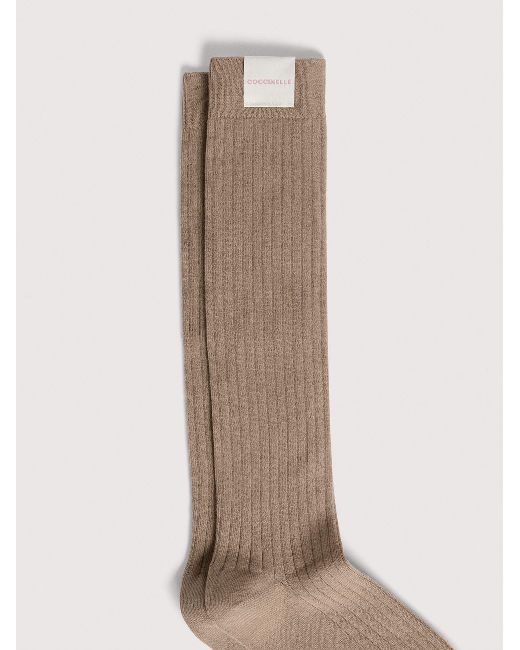 Coccinelle White Cotton-Blend Socks Ribbed Knee Socks