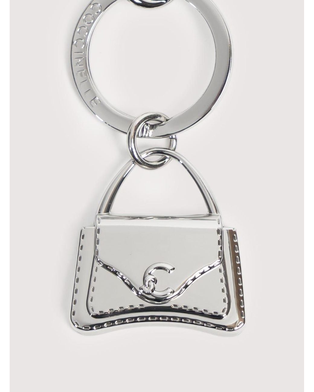 Coccinelle White Metal Key Ring C-Me Metal