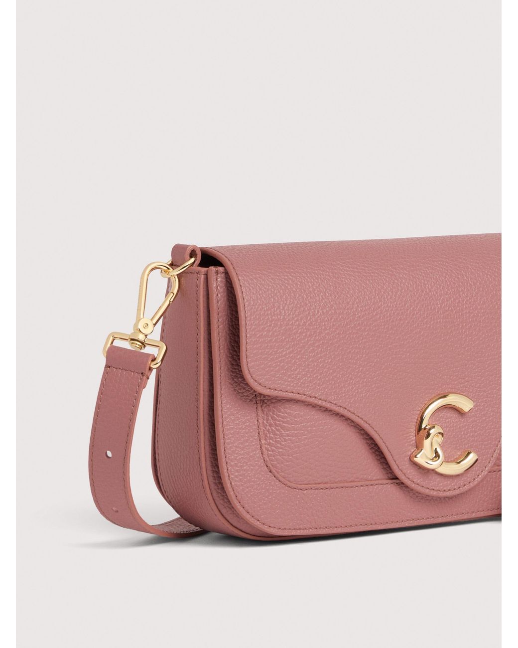 Coccinelle Pink Grained Leather Shoulder Bag C-Me Medium
