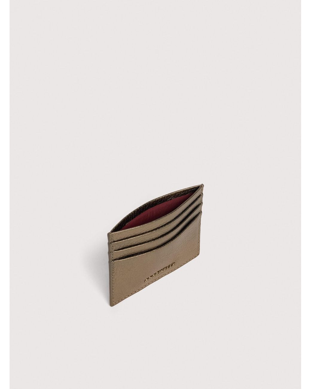 Coccinelle Natural Grainy Leather Card Holder Metallic Small