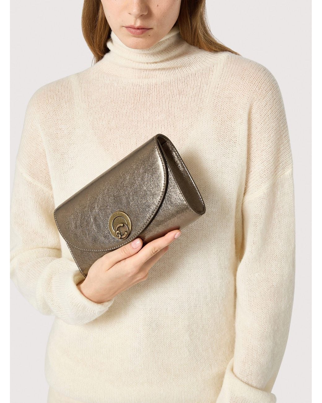 Coccinelle Natural Smooth Leather Clutch Bag Nikla Small