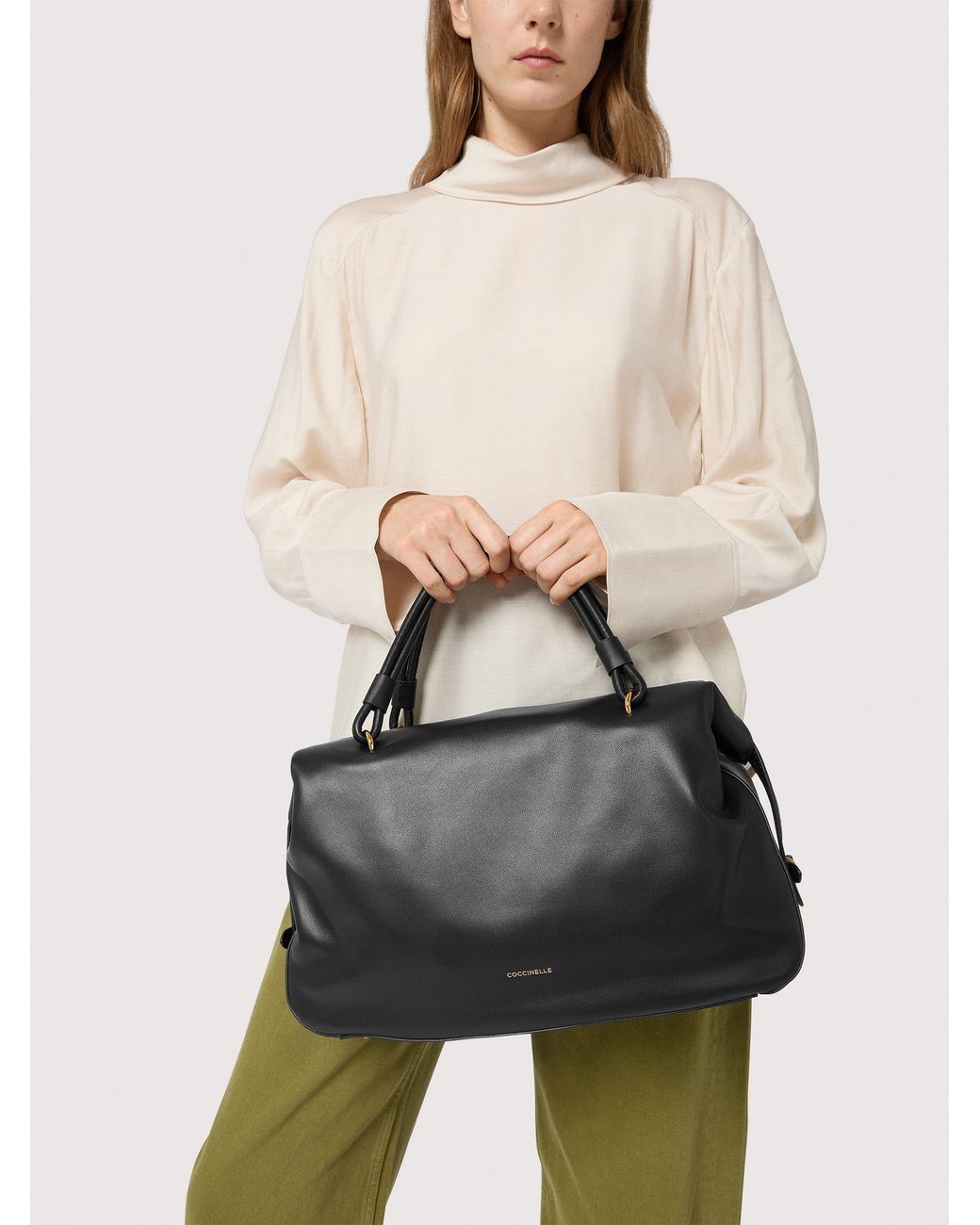 Coccinelle Black Smooth Leather Handbag Lizzie Medium