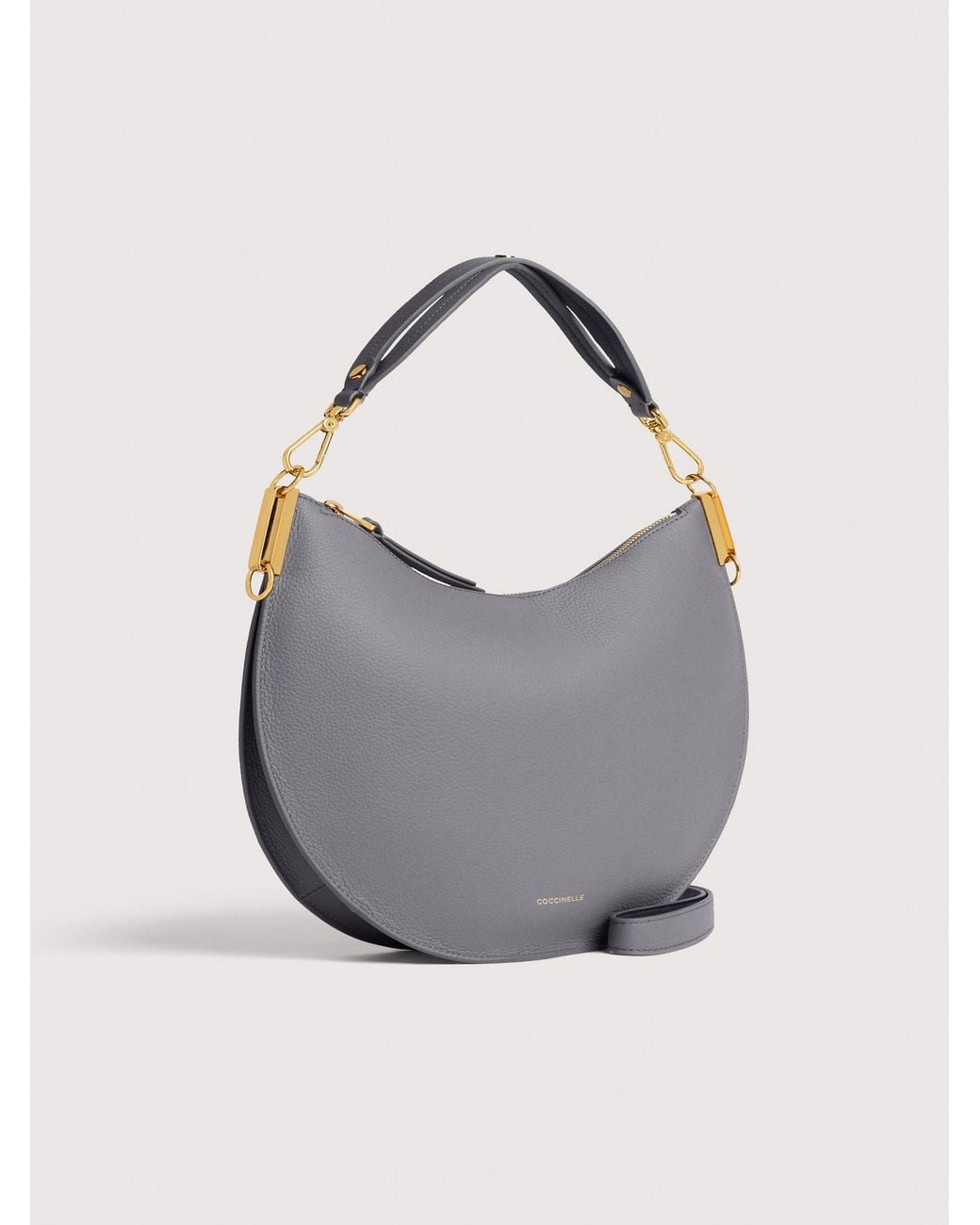 Coccinelle Gray Two-Sided Leather Shoulder Bag Sunup Medium
