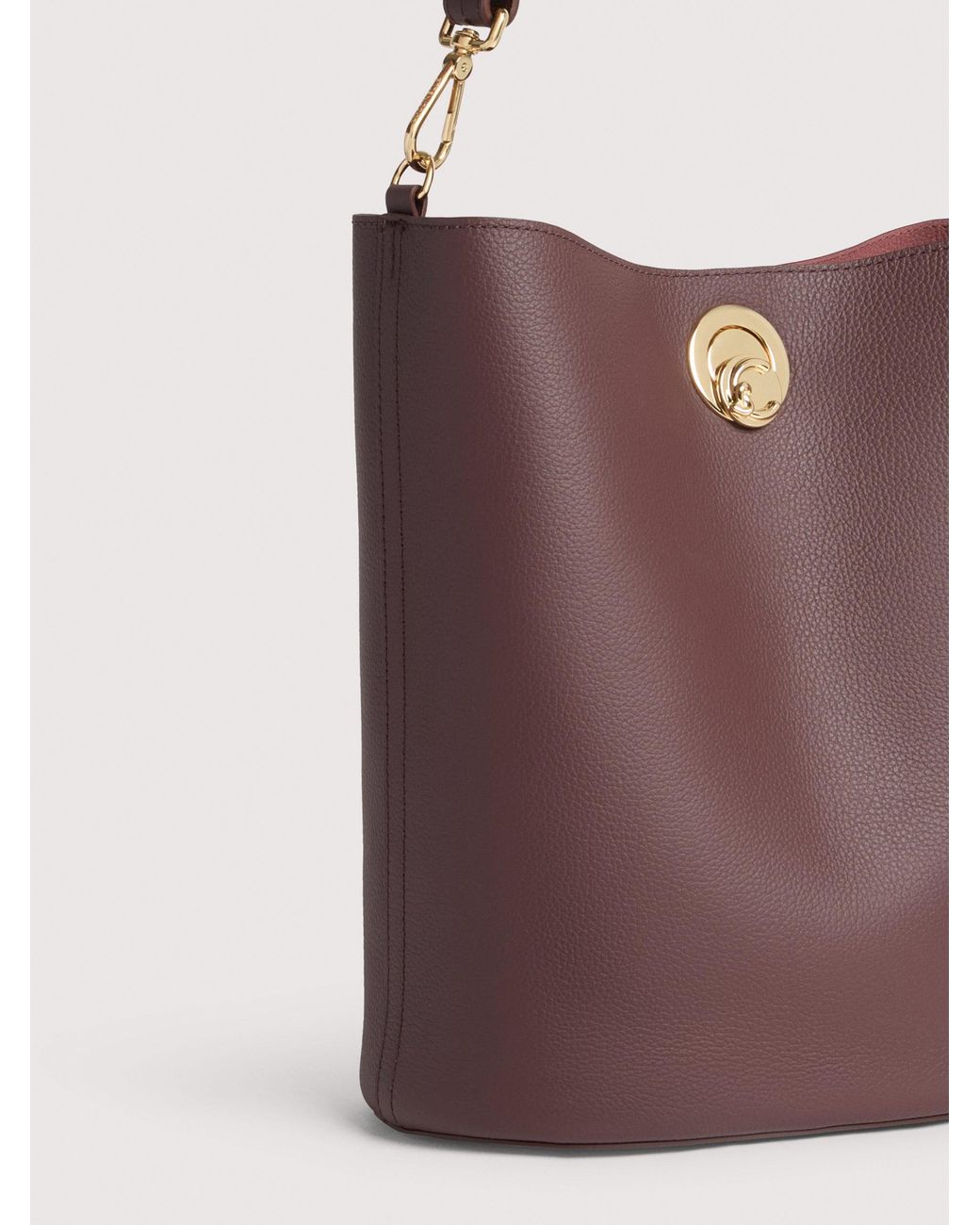 Coccinelle Purple Two-Sided Leather Bucket Bag Nikla Medium