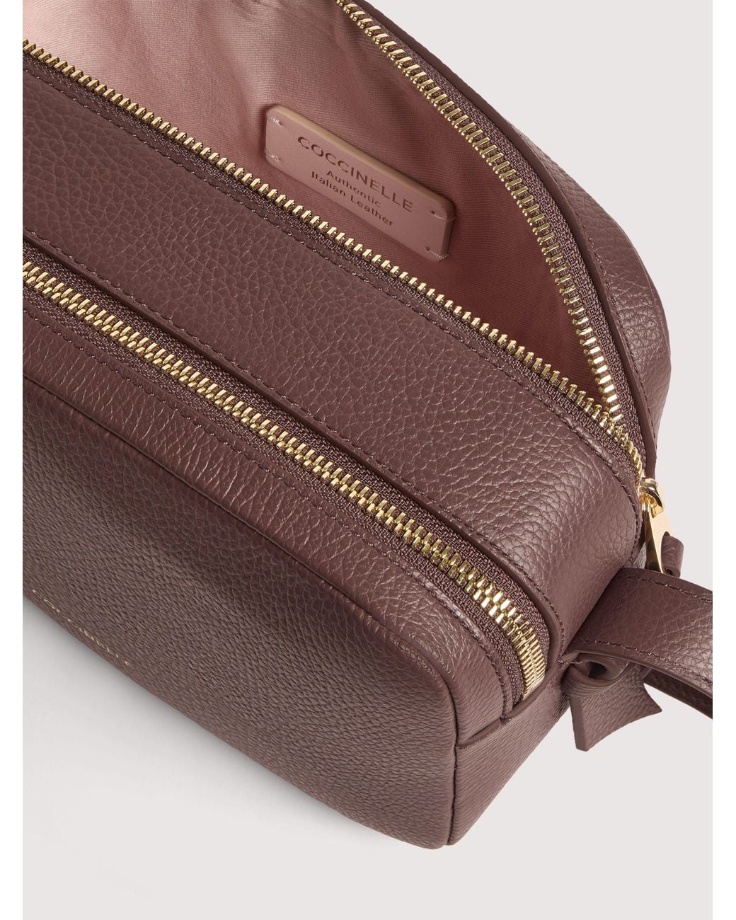 Coccinelle Brown Grained Leather Crossbody Bag Malory Small
