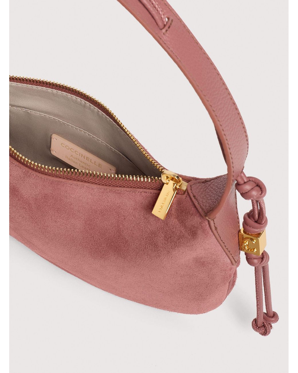 Coccinelle Pink Suede Shoulder Bag Thess Small