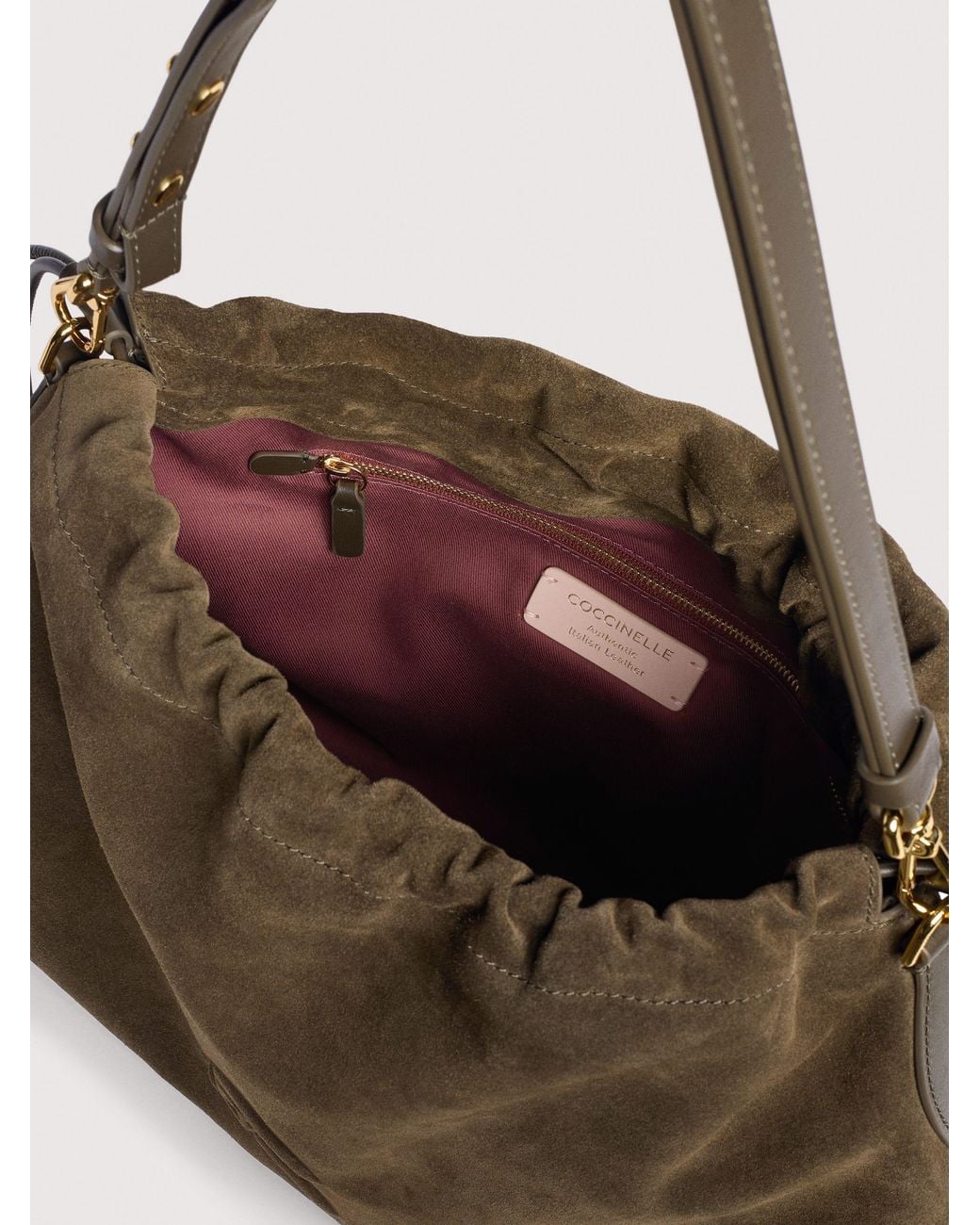 Coccinelle Natural Suede Shoulder Bag Lidia Medium