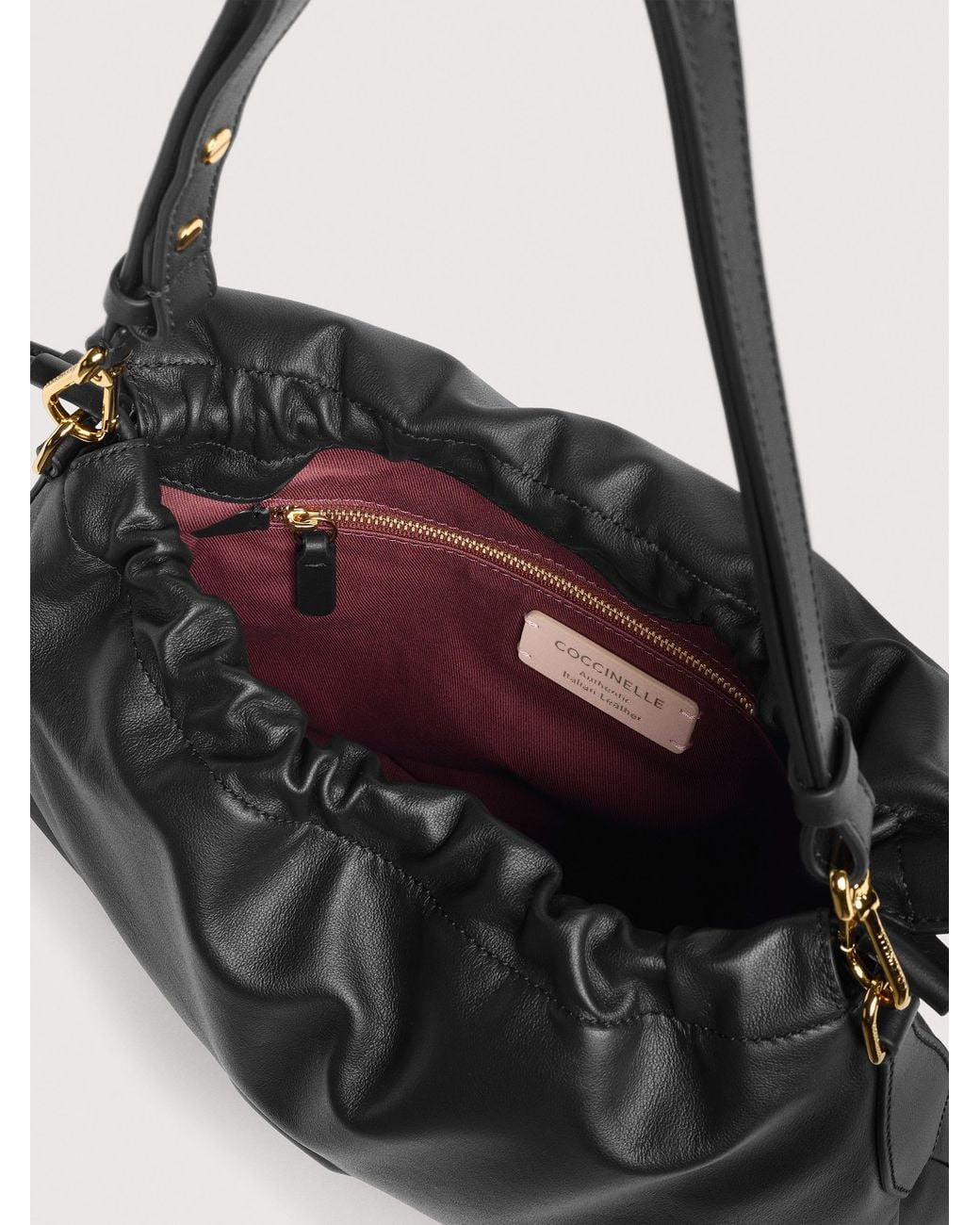 Coccinelle Black Smooth Leather Shoulder Bag Lidia Small