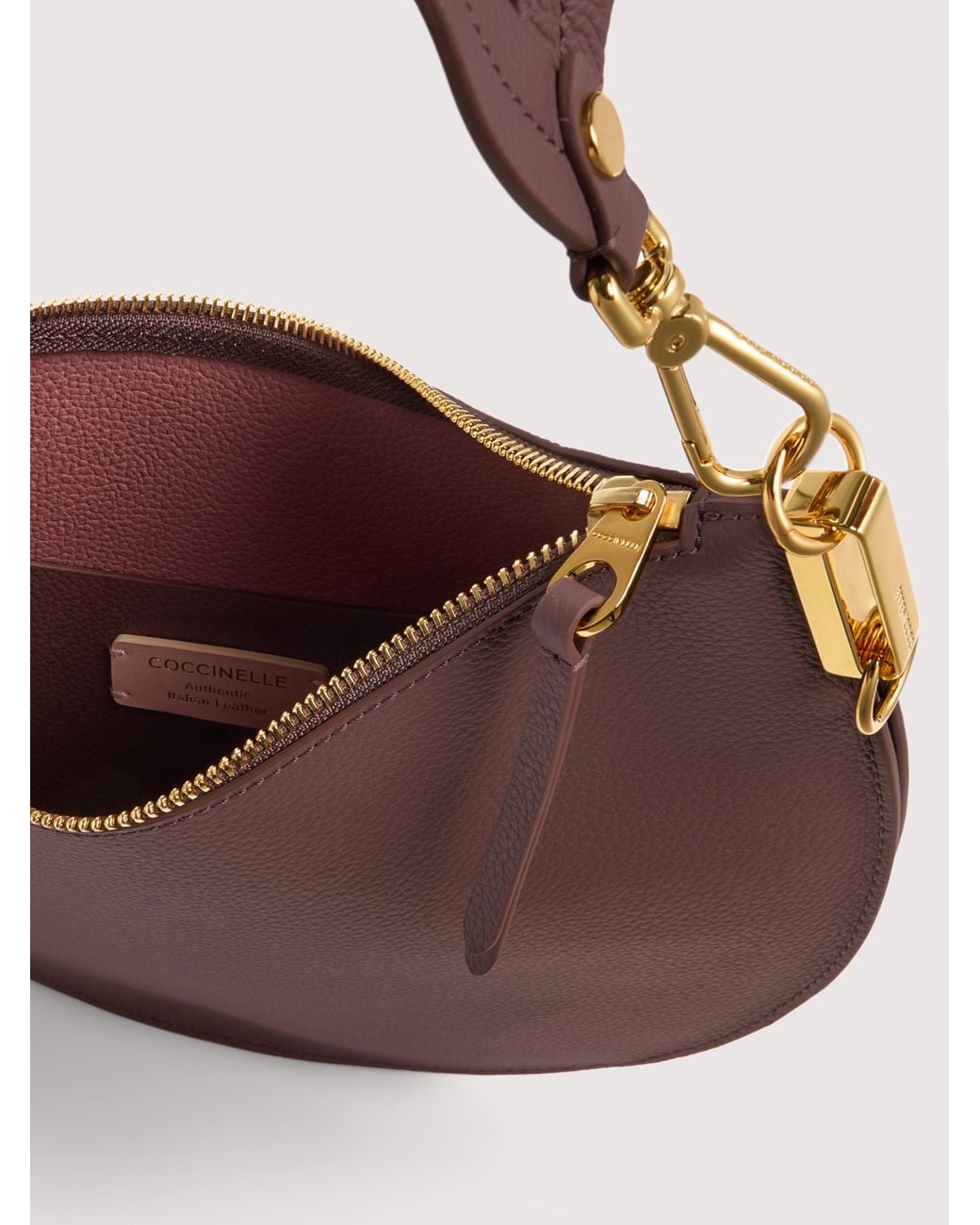 Coccinelle Brown Two-Sided Leather Shoulder Bag Sunup Medium