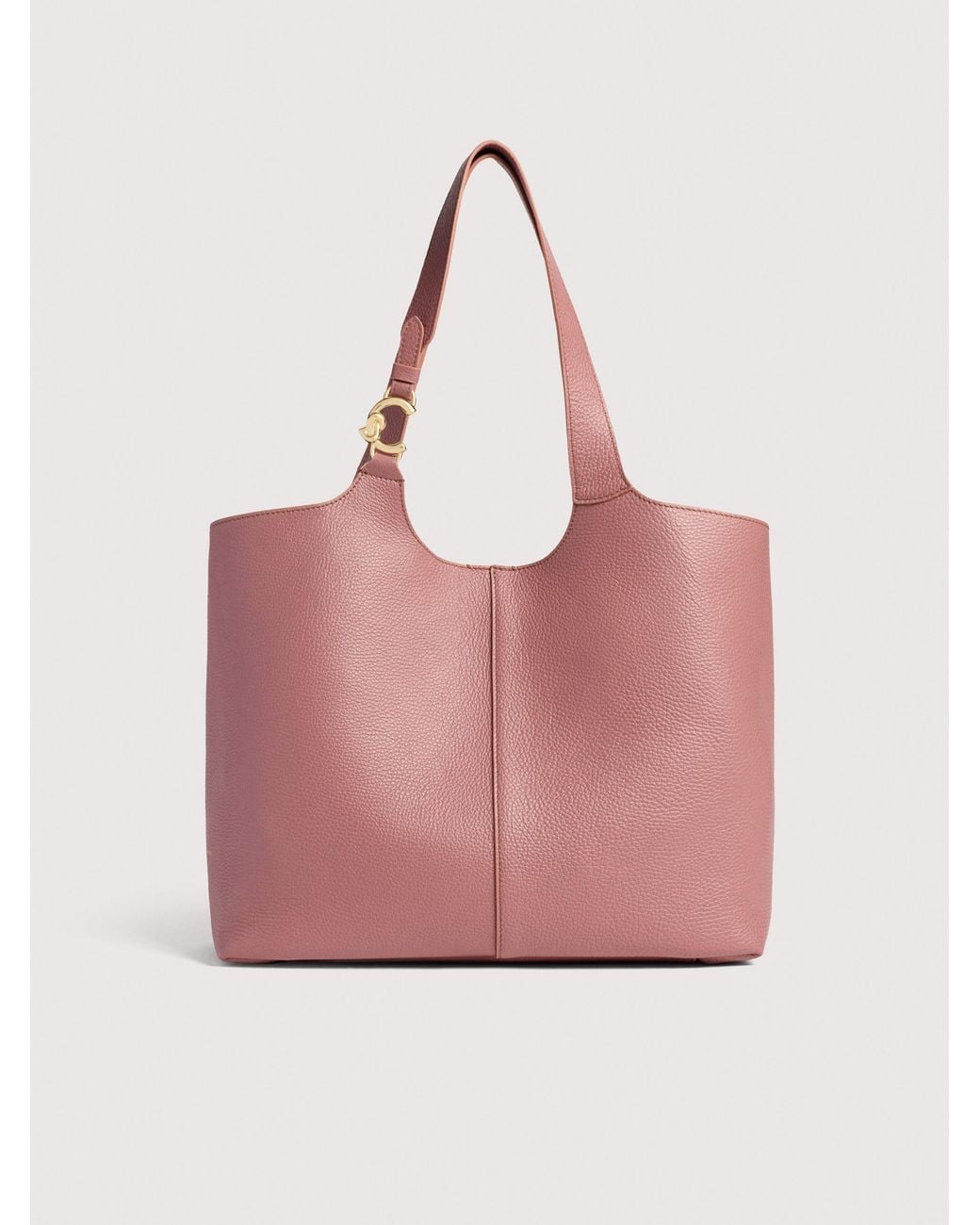 Coccinelle Pink Grained Leather Tote Bag C-Easy Large