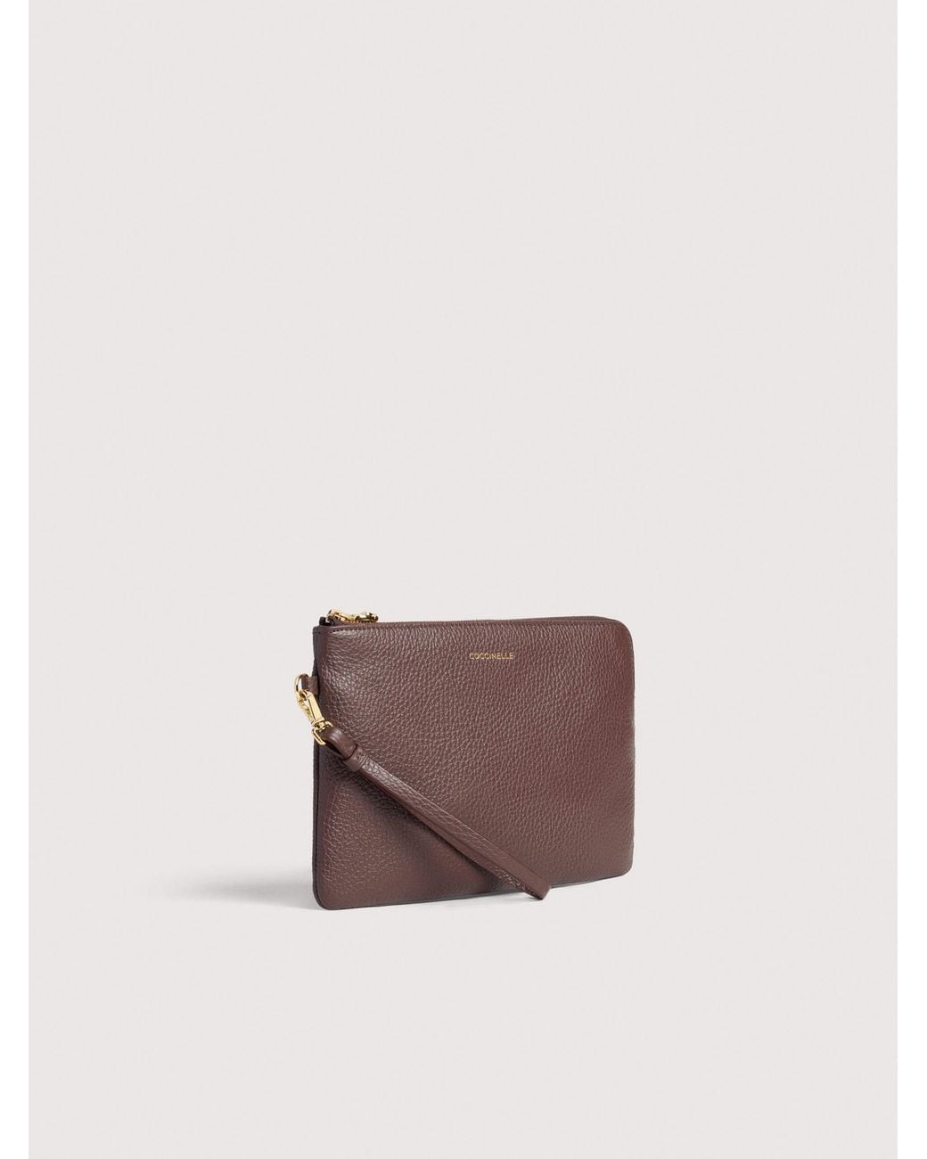 Coccinelle Brown Grained Leather Pouch C-Me Softy Medium