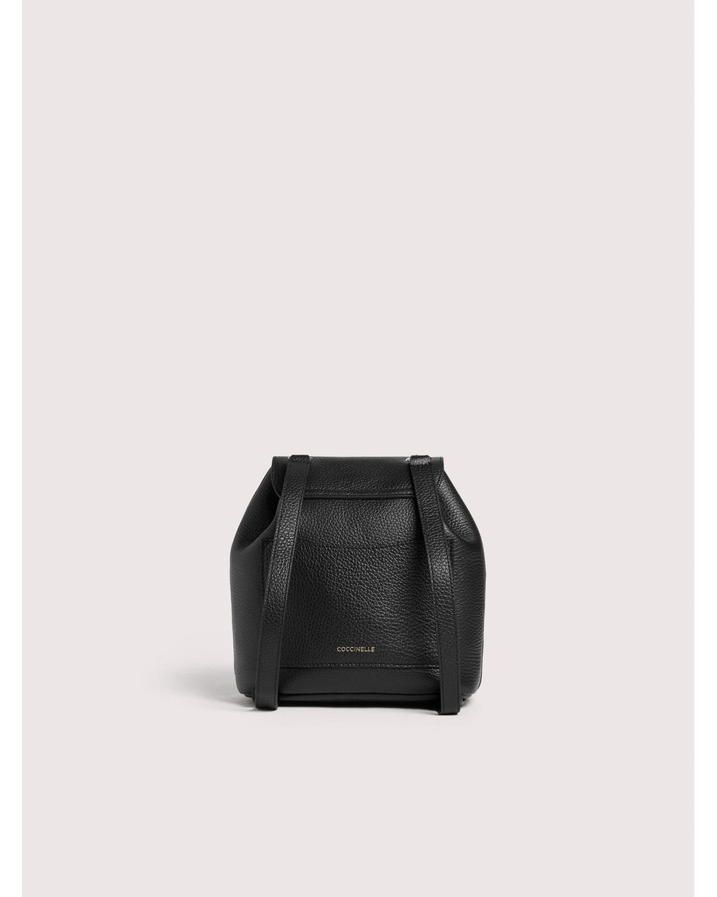 Coccinelle Black Grained Leather Backpack C-Me Lock Small