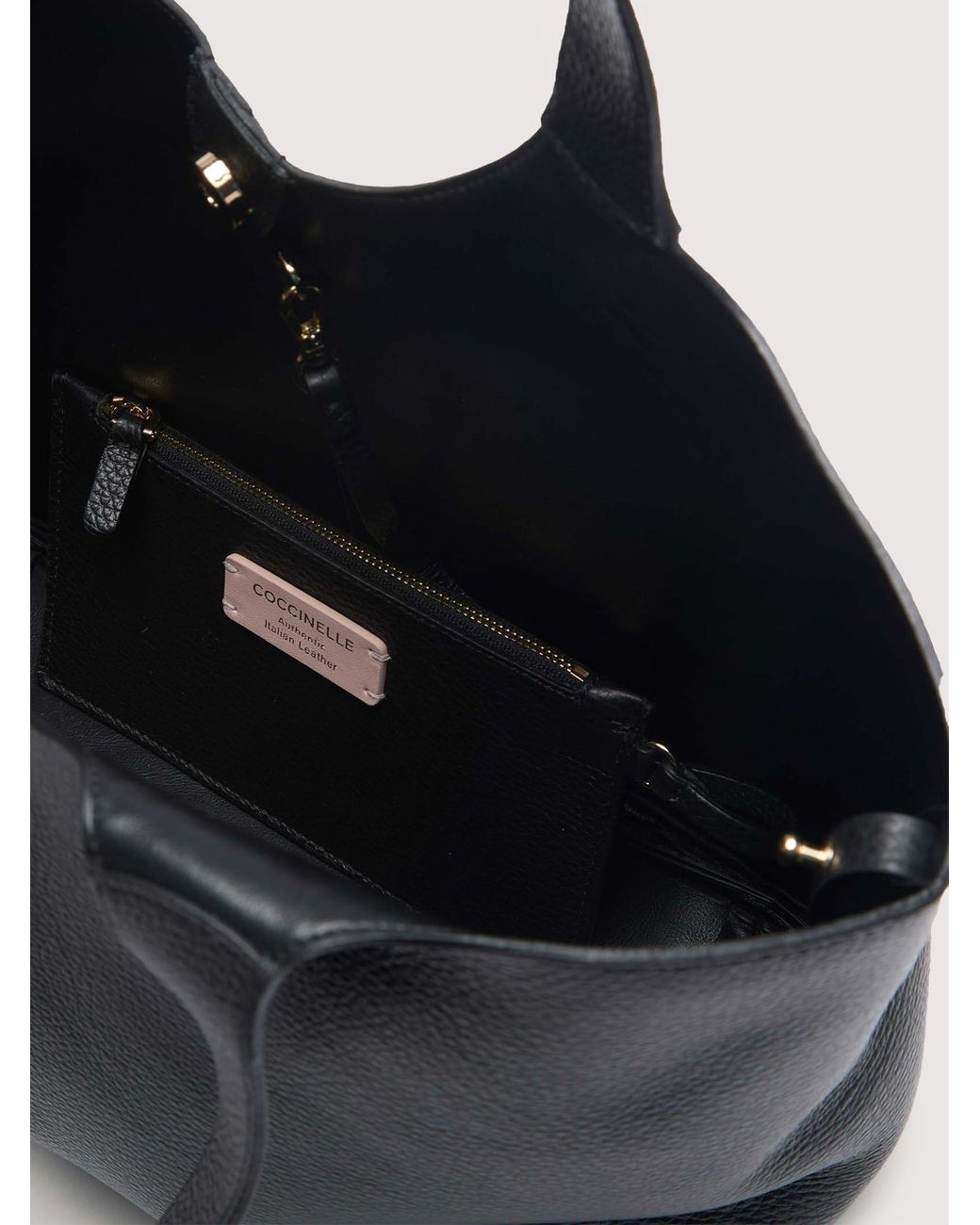 Coccinelle Black Grained Leather Tote Bag C-Easy Large
