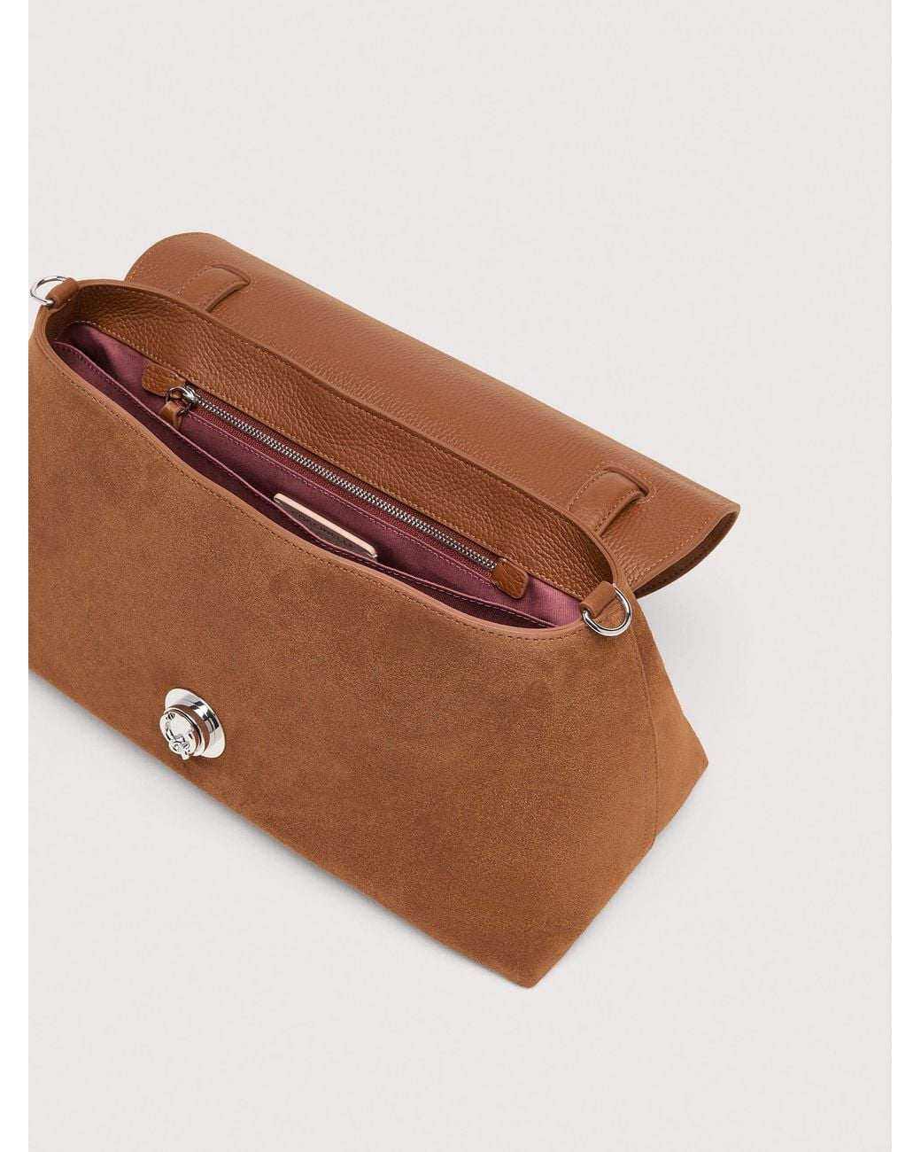 Coccinelle Brown Suede Handbag Nikla Medium