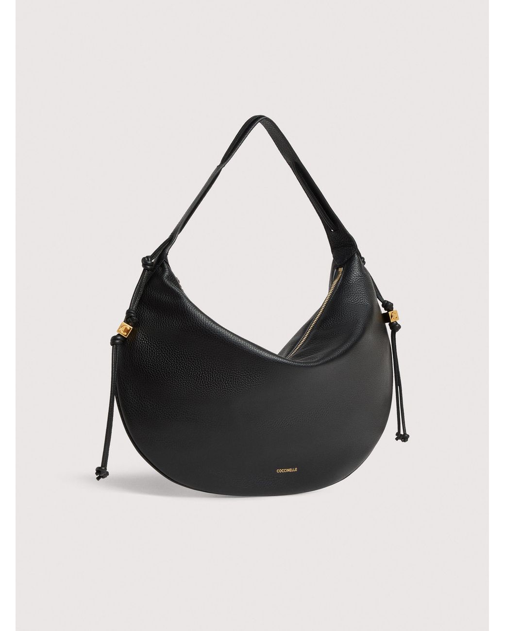 Coccinelle Black Grained Leather Shoulder Bag Thess Large