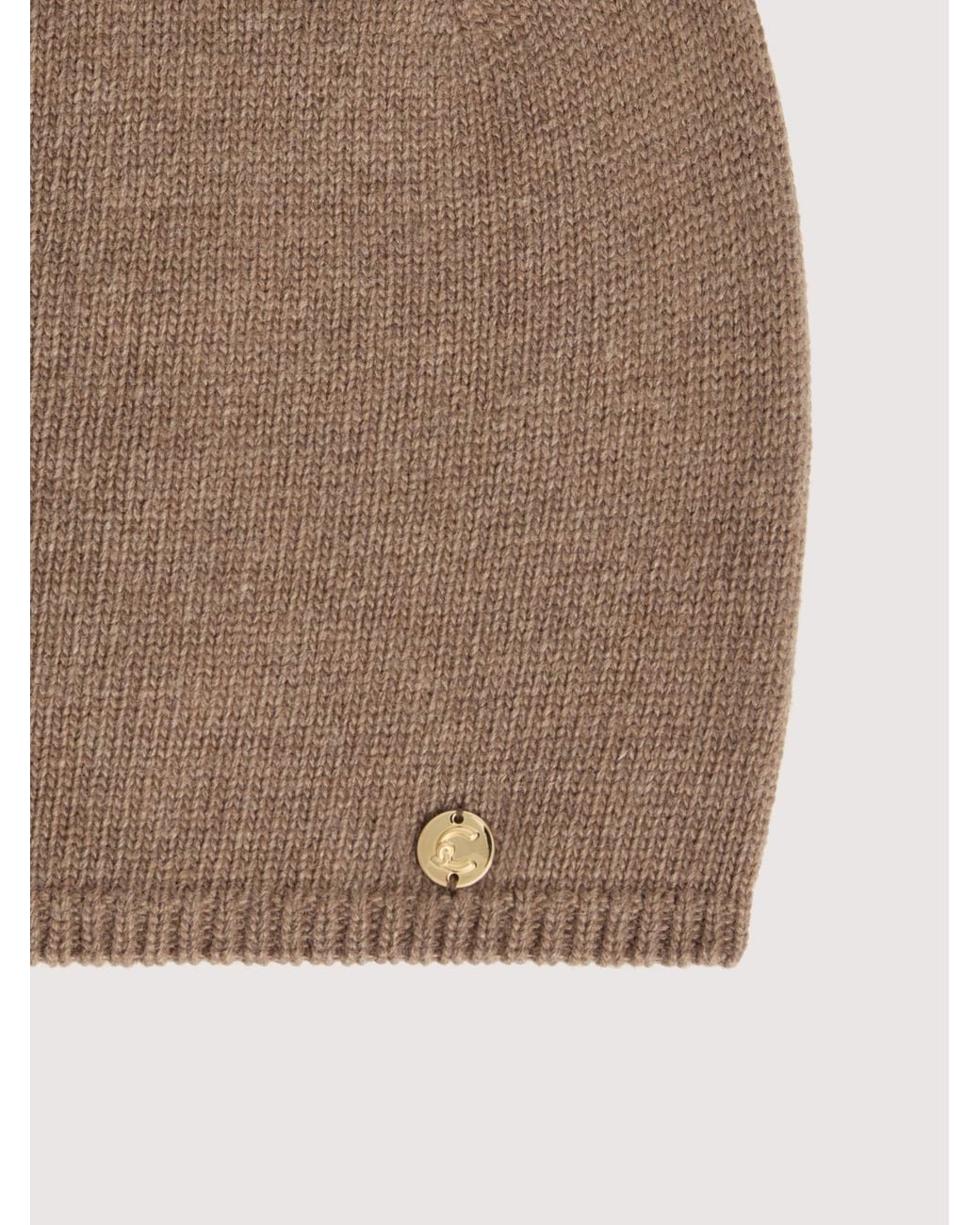 Coccinelle Natural Wool-Blend Beanie Logo On Tone