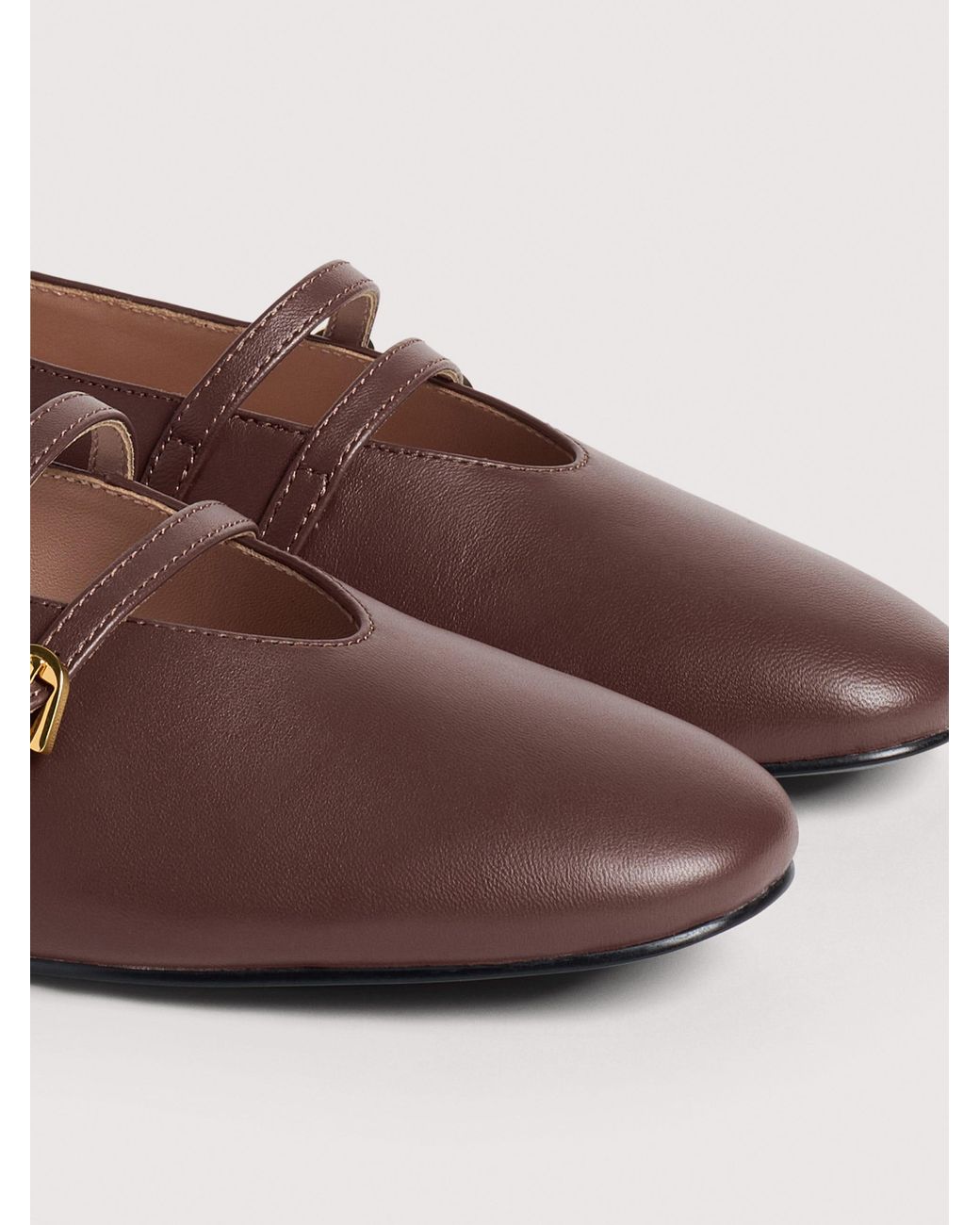 Coccinelle Brown Smooth Leather Ballet Flats Risako
