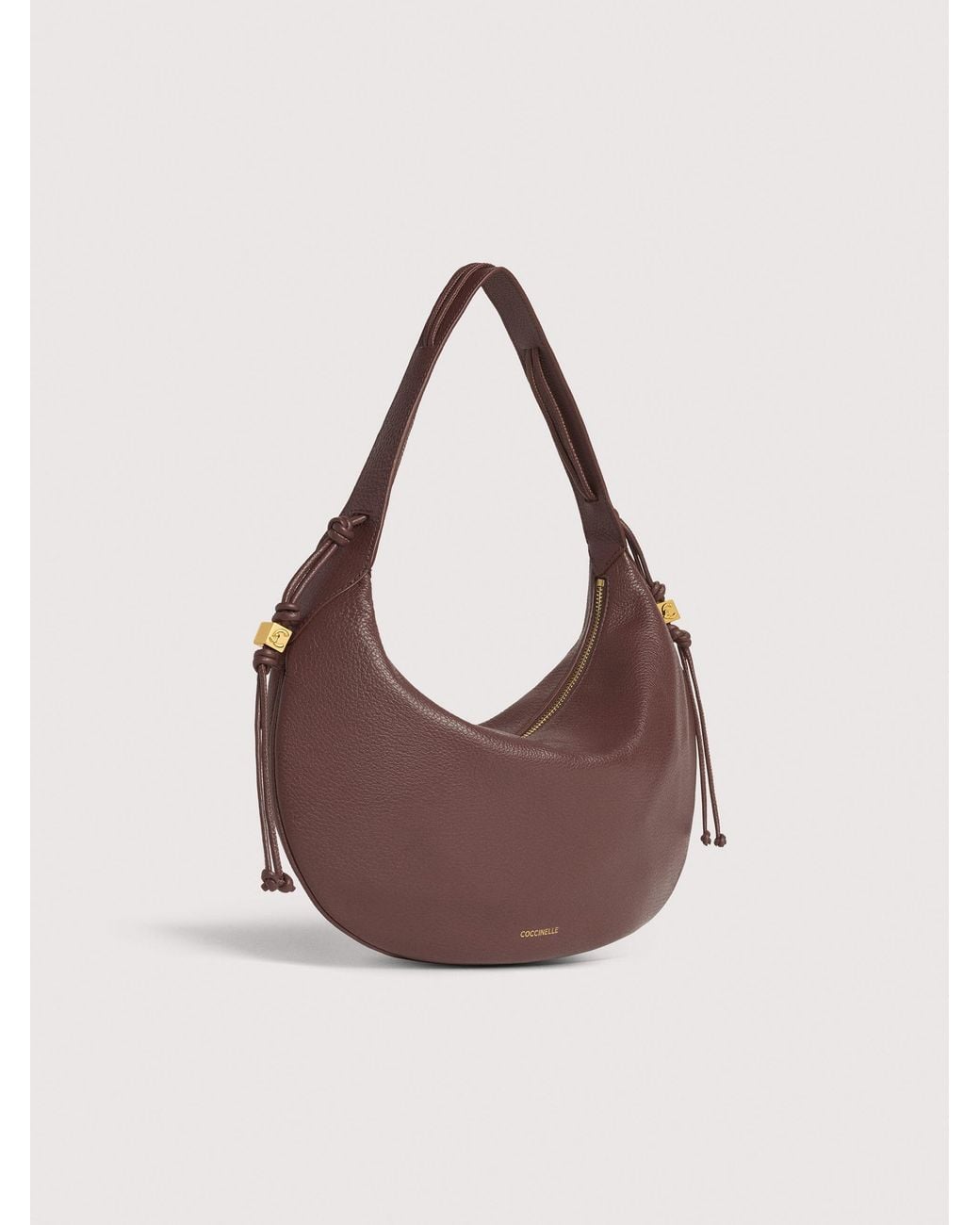 Coccinelle Pink Grained Leather Shoulder Bag Thess Medium