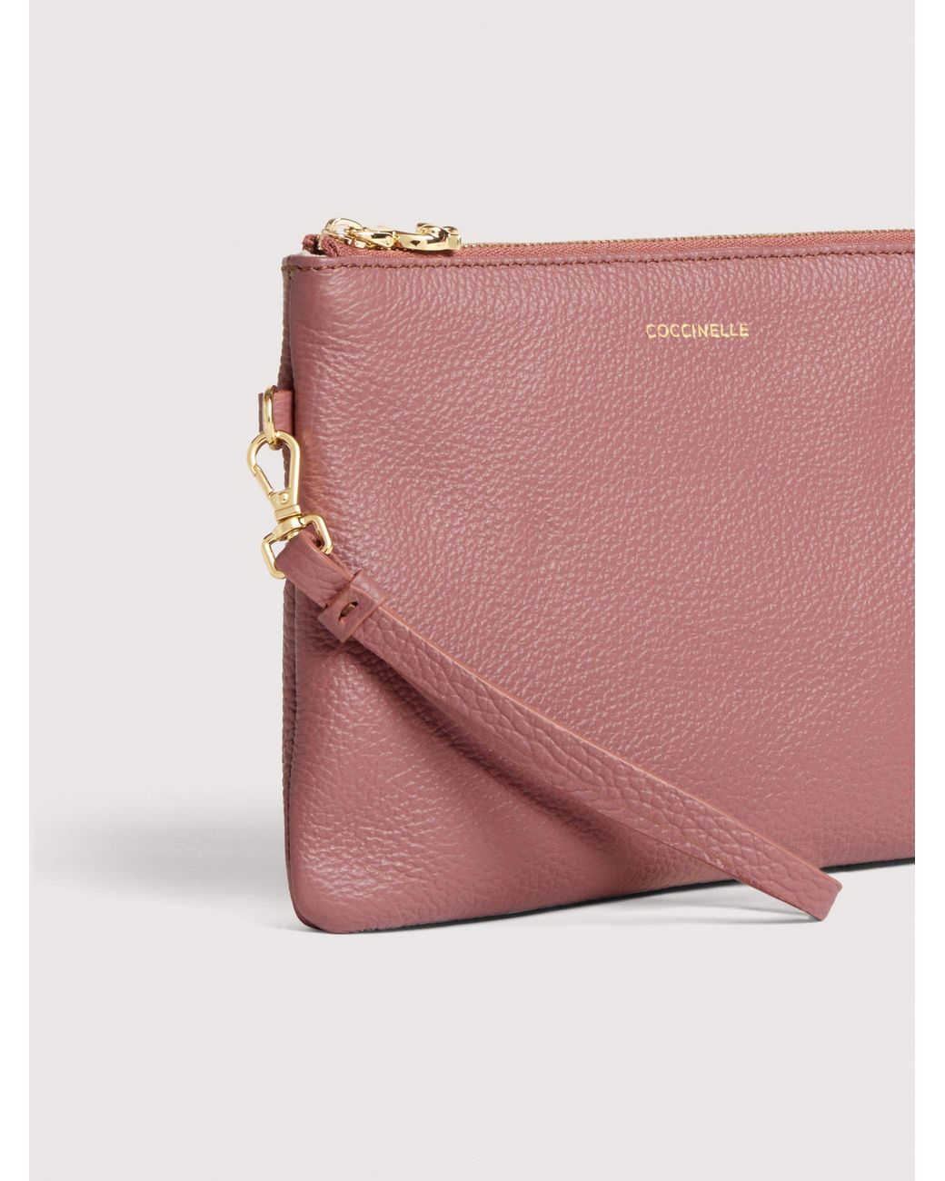 Coccinelle Pink Grained Leather Pouch C-Me Softy Medium