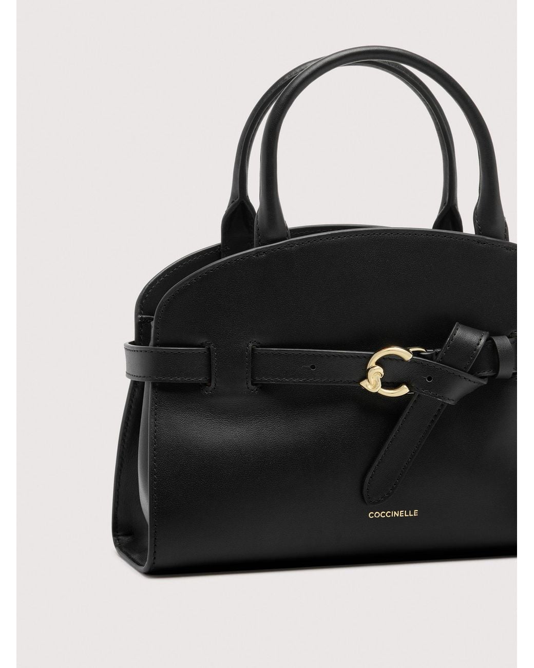 Coccinelle Black Smooth Leather Handbag Sabine Small