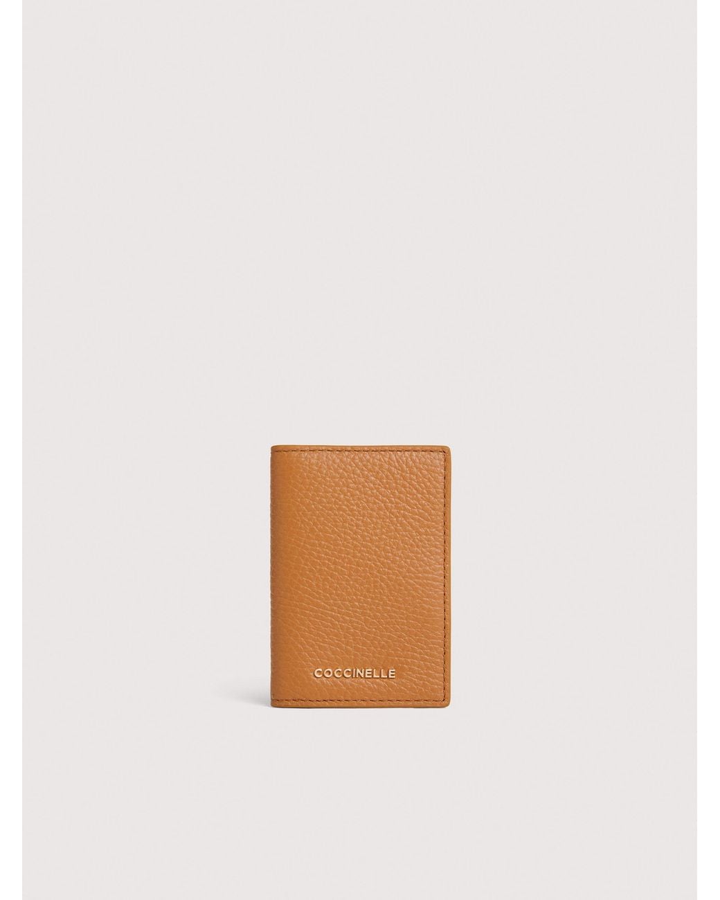 Coccinelle White Grained Leather Card Holder Metallic Small