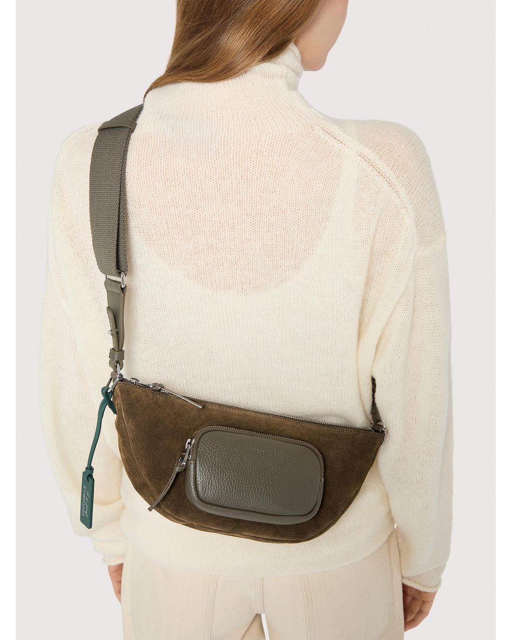 Coccinelle Natural Suede Crossbody Bag Smart To Go Baki Small
