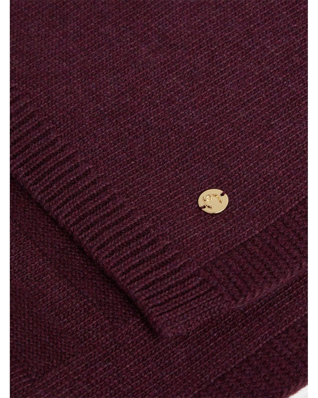 Coccinelle Purple Wool-Blend Scarf Logo On Tone