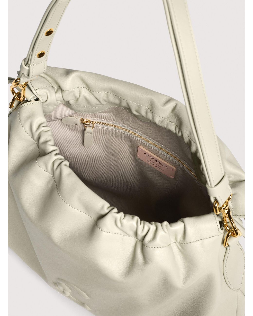 Coccinelle Natural Smooth Leather Shoulder Bag Lidia Medium