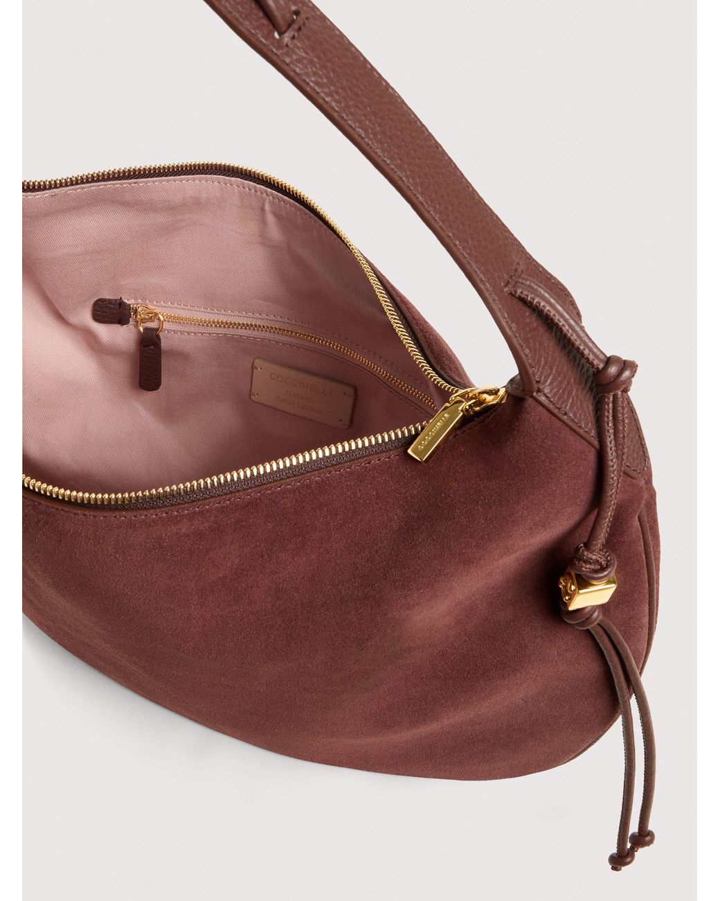 Coccinelle Pink Suede Shoulder Bag Thess Large