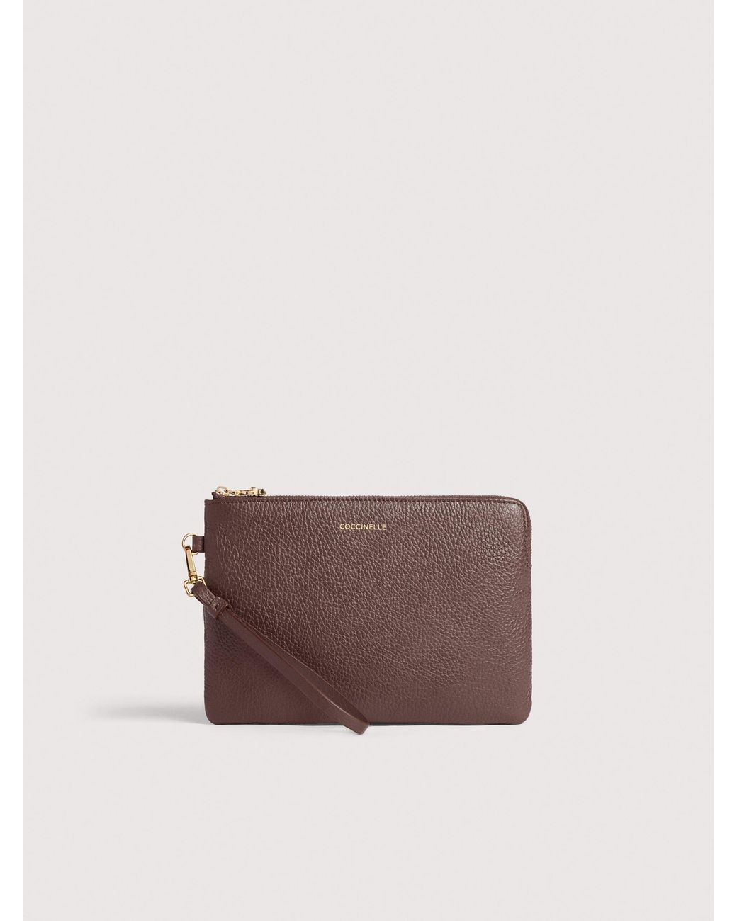 Coccinelle Brown Grained Leather Pouch C-Me Softy Medium