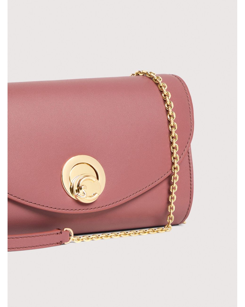 Coccinelle Pink Smooth Leather Clutch Bag Nikla Small