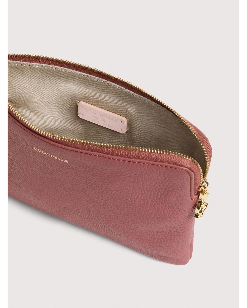 Coccinelle Pink Grained Leather Pouch C-Me Softy Medium