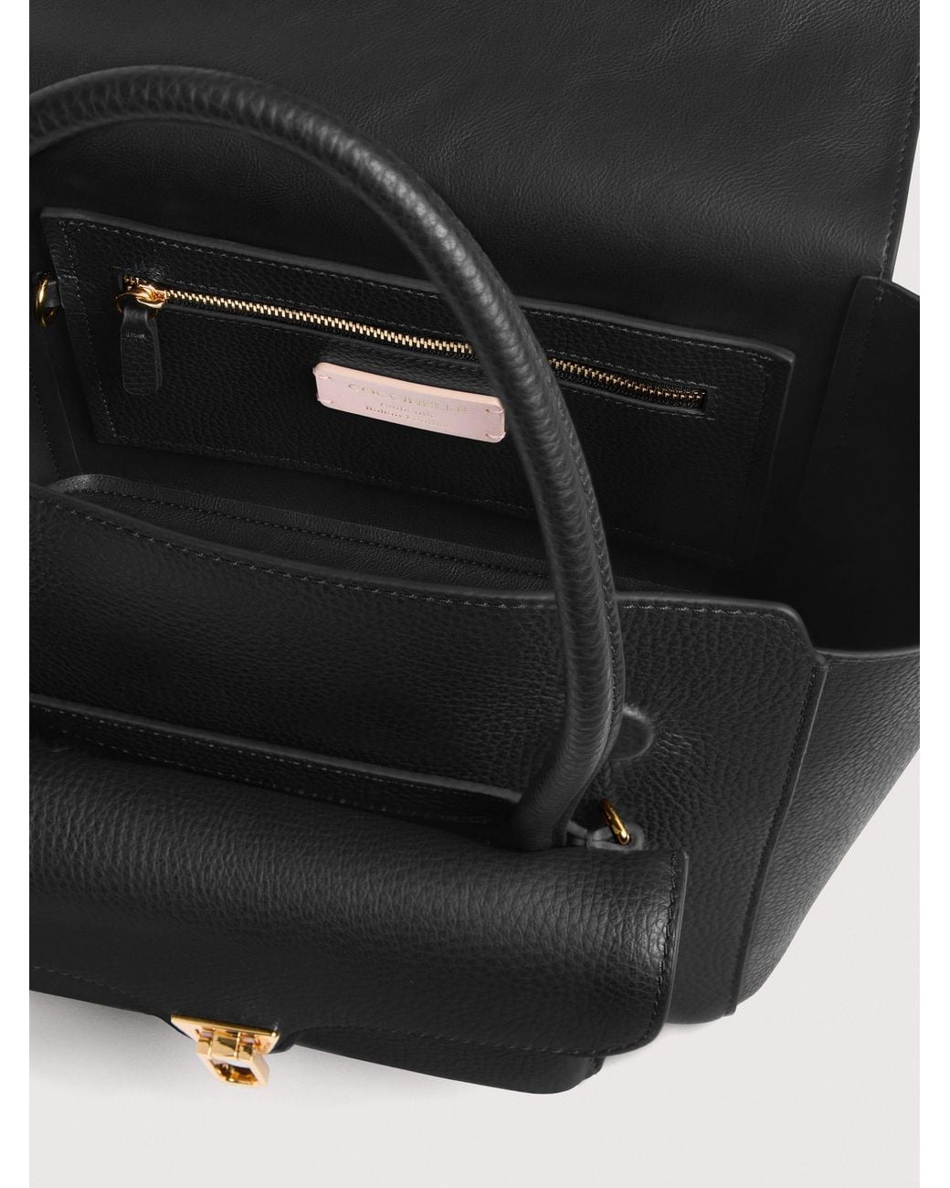 Coccinelle Pink Grained Leather Handbag Double Beat Medium