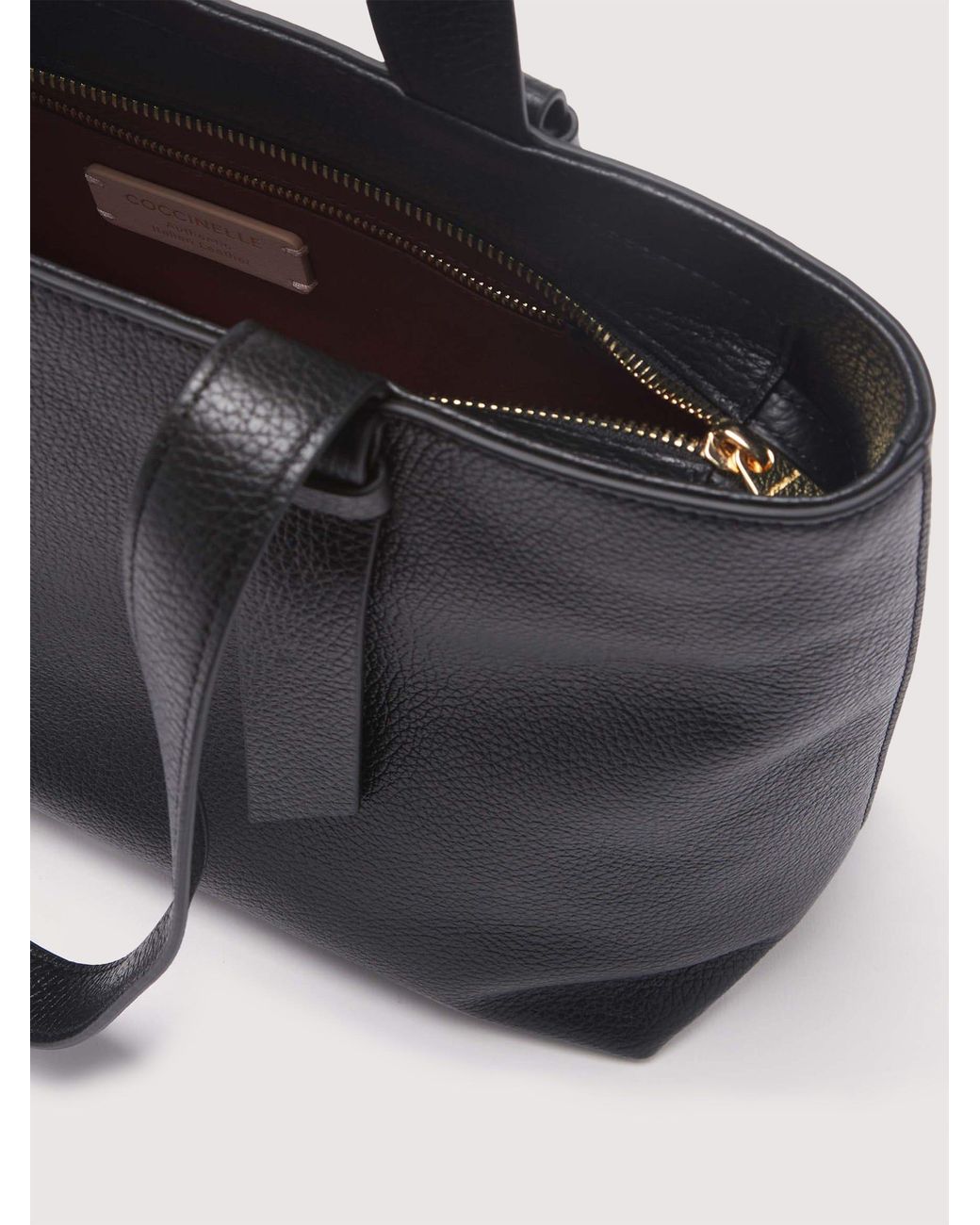 Coccinelle Black Grained Leather Tote Bag Malory Medium