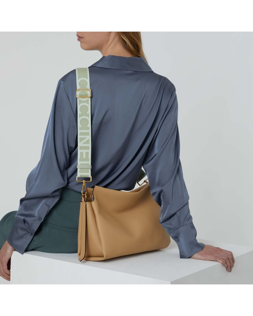 Coccinelle Green Fabric Shoulder Strap Logo