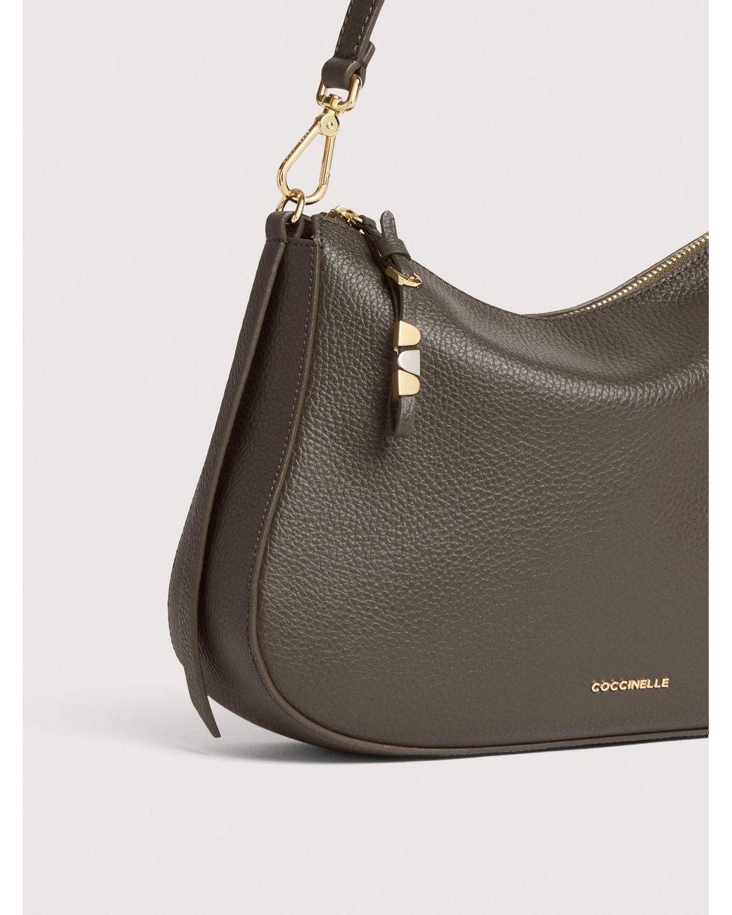 Coccinelle White Grained Leather Hobo Bag Nory Small